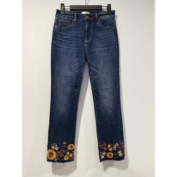 DRIFTWOOD Denim - Driftwood Colette Jeans Womens 25" Floral Embroidered Raw Hem Boho Indie Fairy